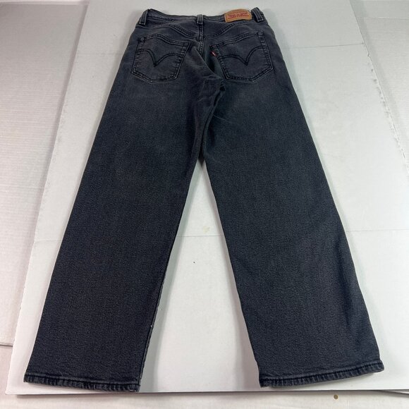 Levi's Jeans Women's 26x25* Ribcage High Rise Straight Ankle Black Denim Tag 26 - Picture 10 of 16